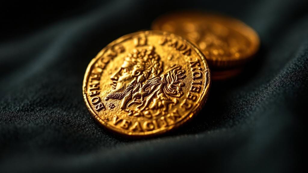 Nahaufnahme einer antiken goldenen Münze